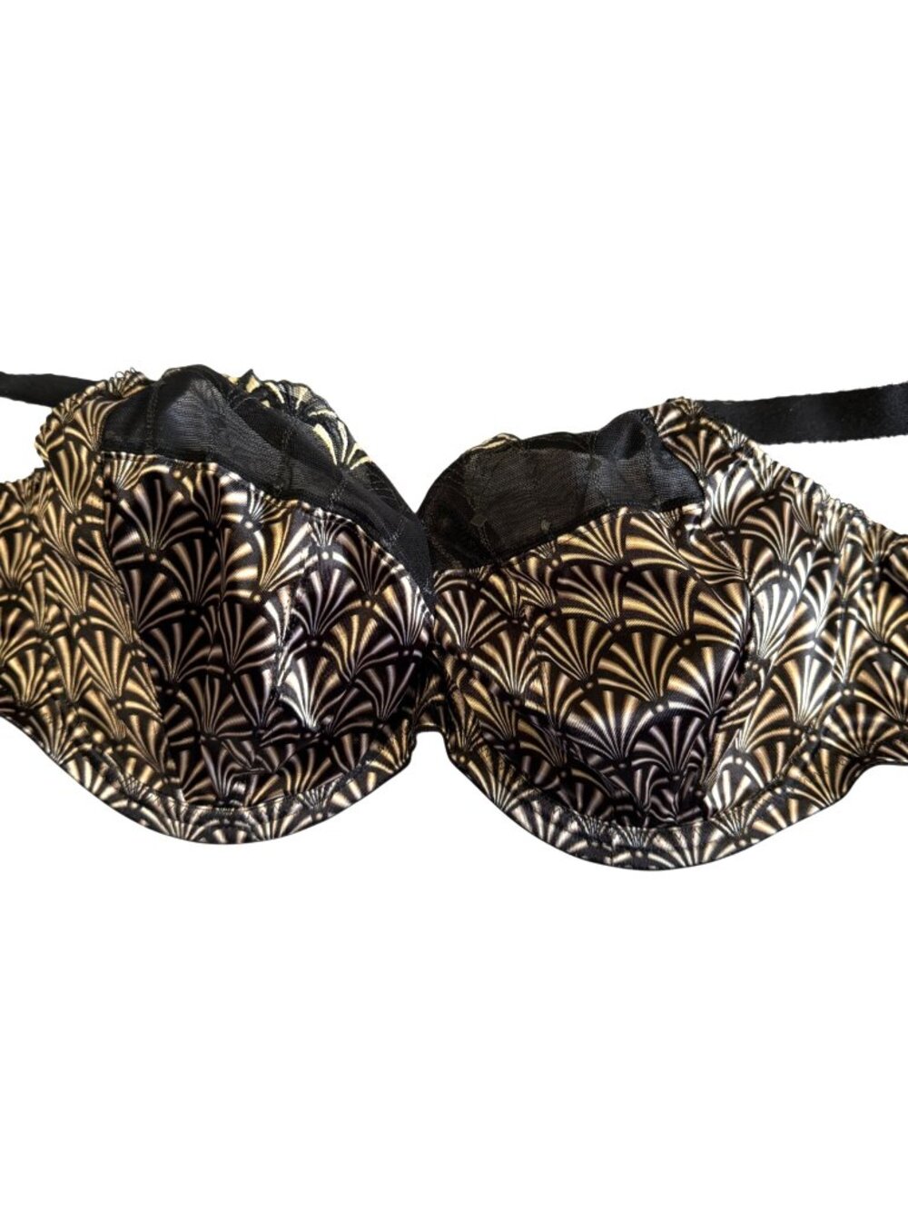 Elomi Madison EL8730 Black Cream Underwire Plunge Bra 40F Plus Size